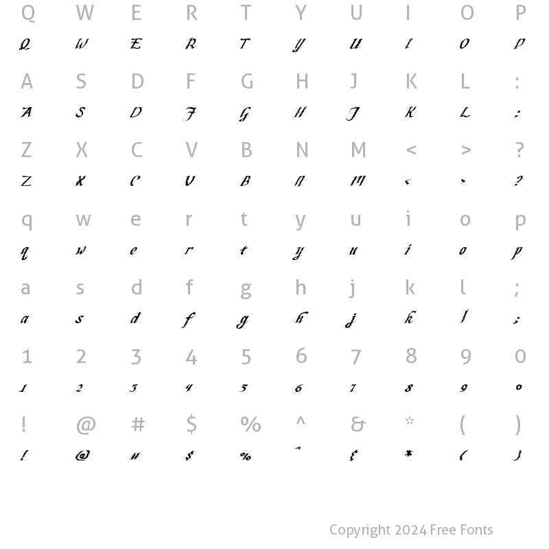 Character Map of HW, Script- AppleSeed Regular