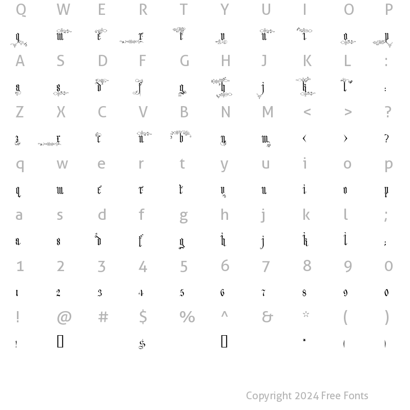 Character Map of HW, ScriptFun - Ardenwood Regular