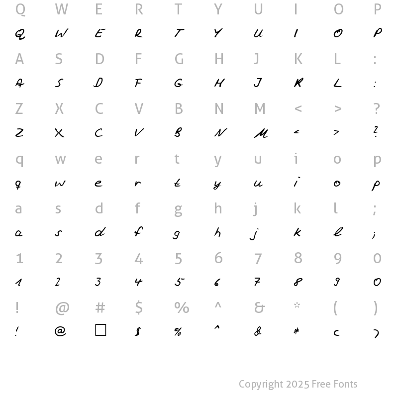 Character Map of HW Vincent DB Normal