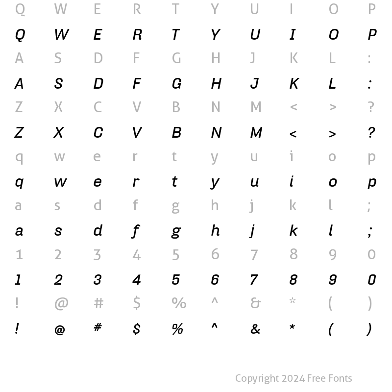 Character Map of HydraText-BoldItalic Regular