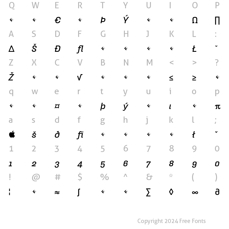 Character Map of HydraText-BoldItalicExpert Regular