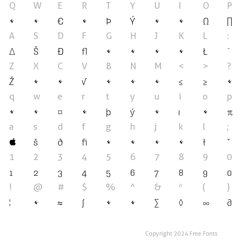 Character Map of HydraText-LightExpert Regular