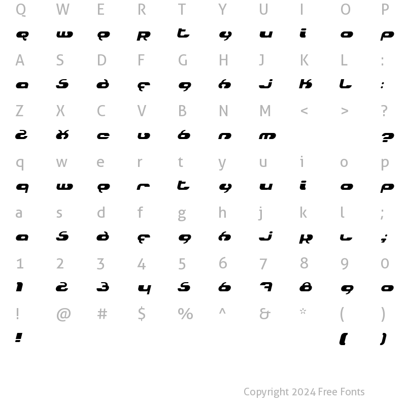 Character Map of Hydro Italic