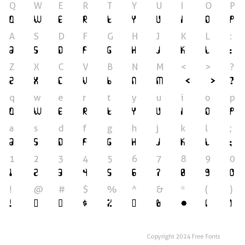 Character Map of HydrogenWhiskey Regular