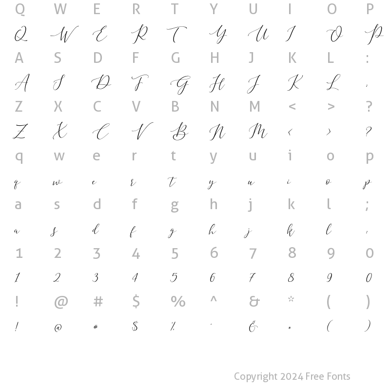 Character Map of Hyldae Script Regular