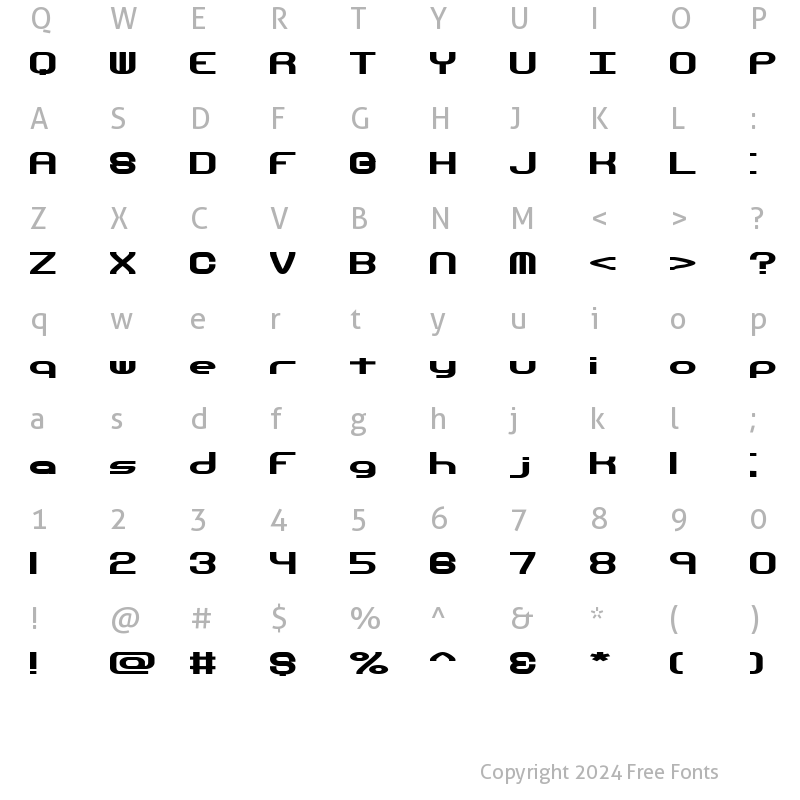 Character Map of Hyperion Sunset (BRK) Regular