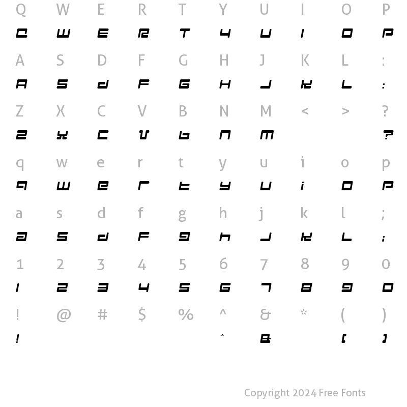 Character Map of Hyperspeed Regular