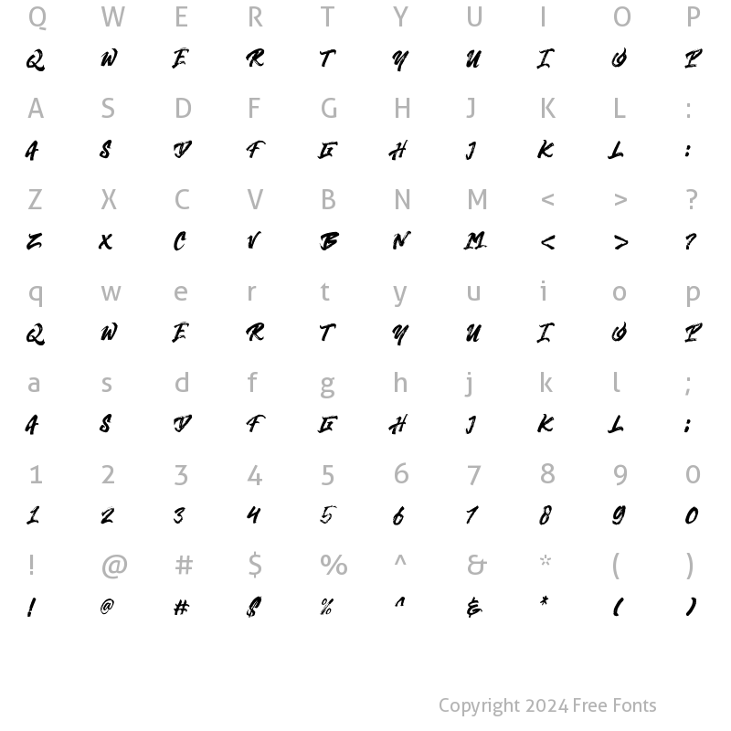 Character Map of Hypetype Regular