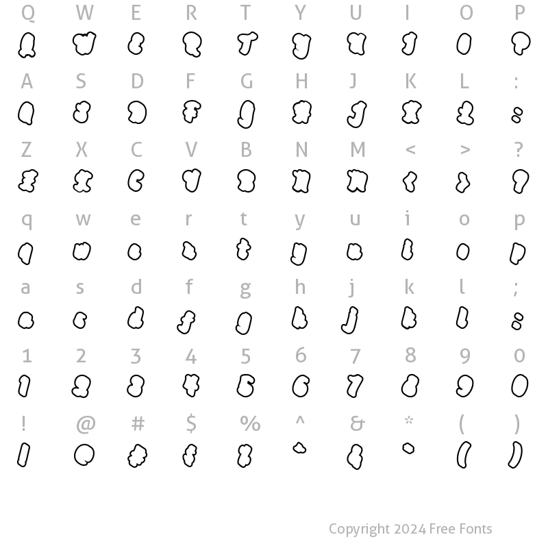 Character Map of Hypherin Extrude Outline Regular