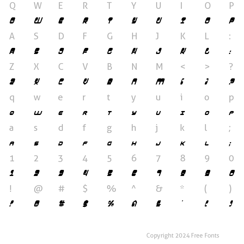 Character Map of HYPNO Agent Condensed Italic Condensed Italic