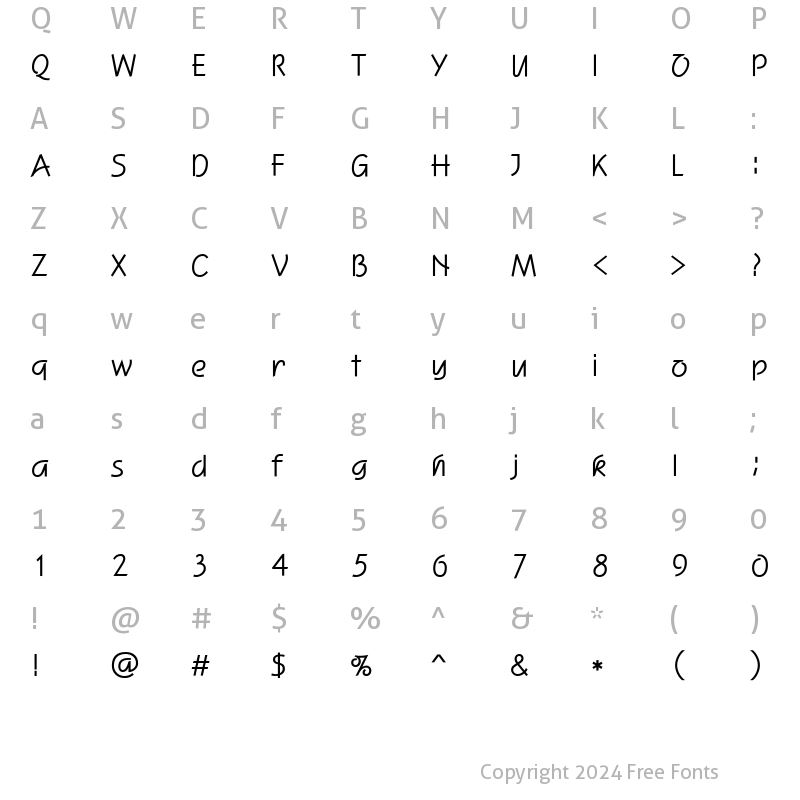 Character Map of HYPost-Light Regular