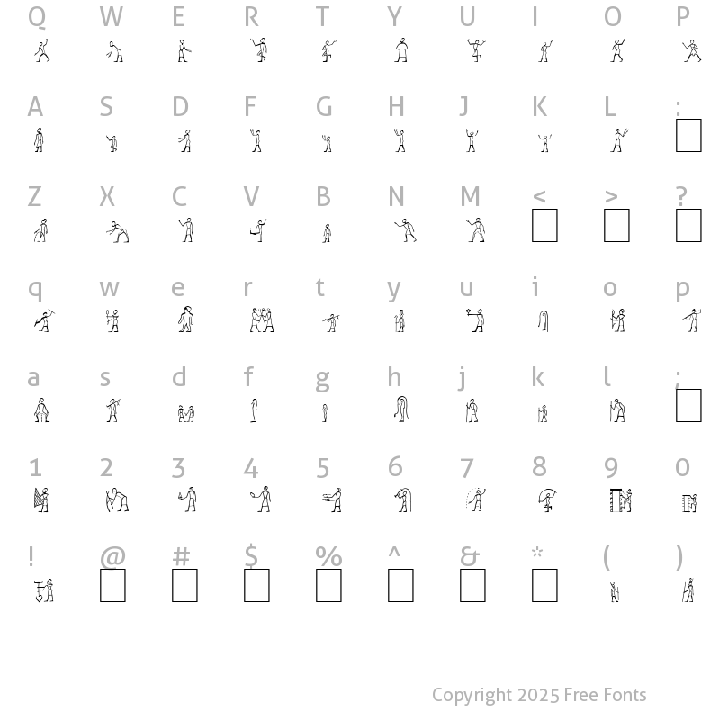 Character Map of Hyroglyphes One Normal