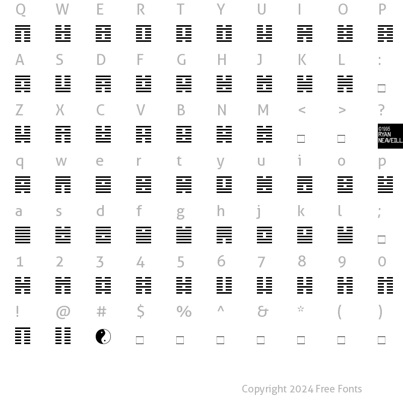 Character Map of I Ching Regular