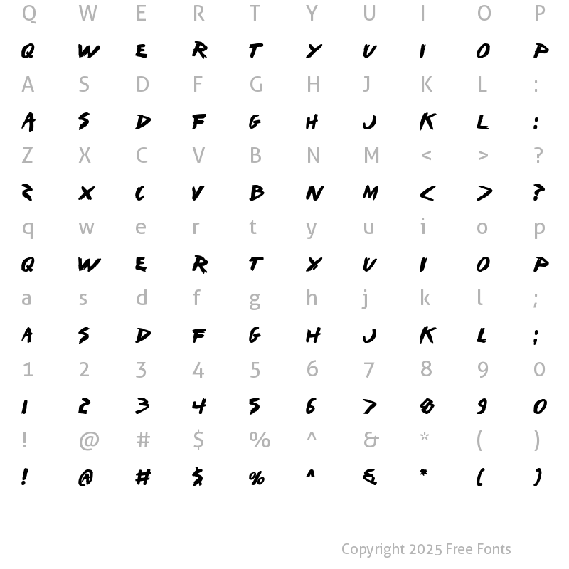 Character Map of I Want My TTR! Bold Bold