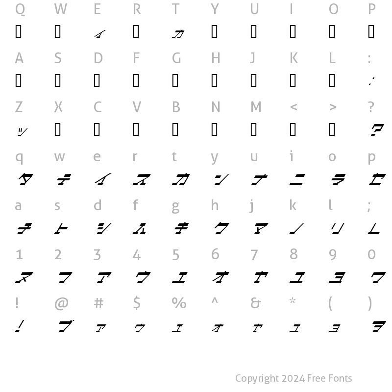 Character Map of I2Ar?ificialSa?elli?e Regular