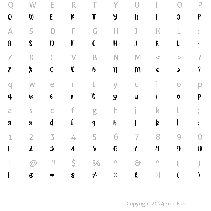 Character Map of Ice Cream Sandwich Regular