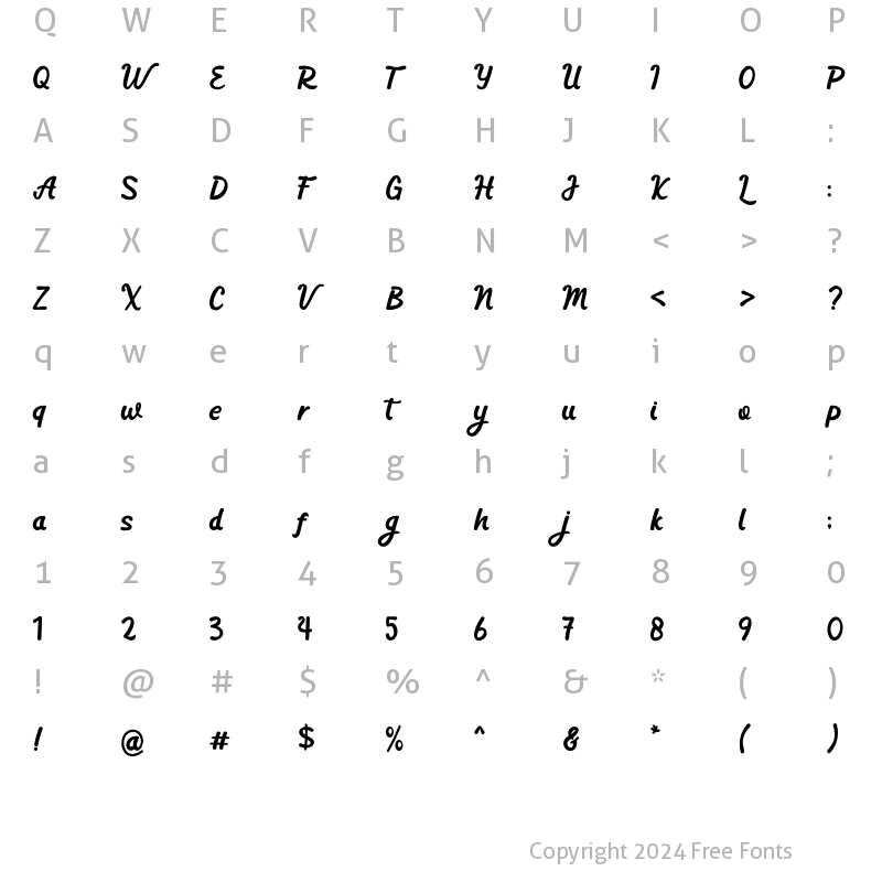 Character Map of Ice Creamy Regular