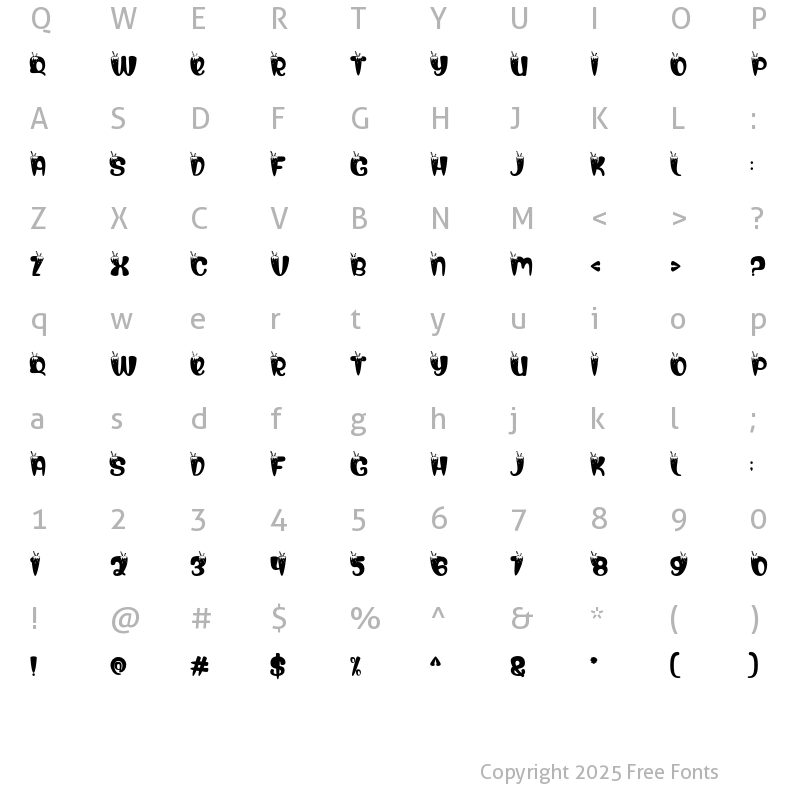 Character Map of ICE CRTEAM3 Regular