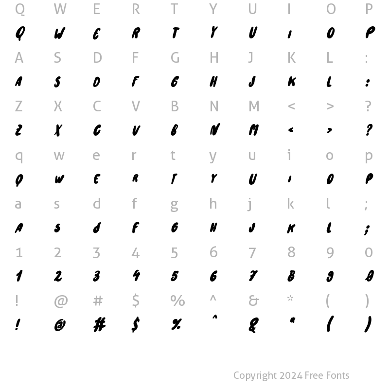 Character Map of Iceroll Italic