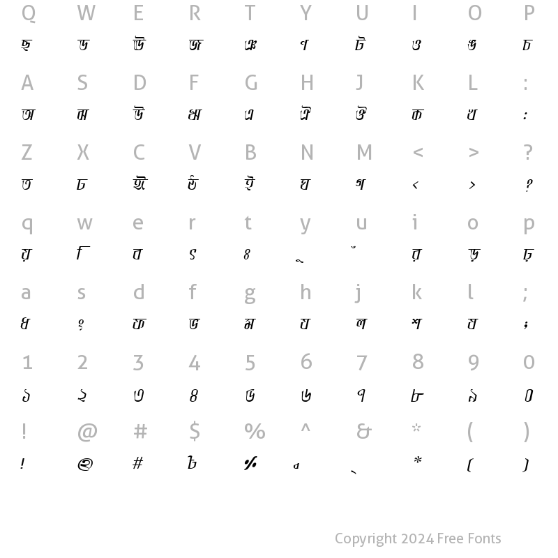 Character Map of IchamotiMJ Italic