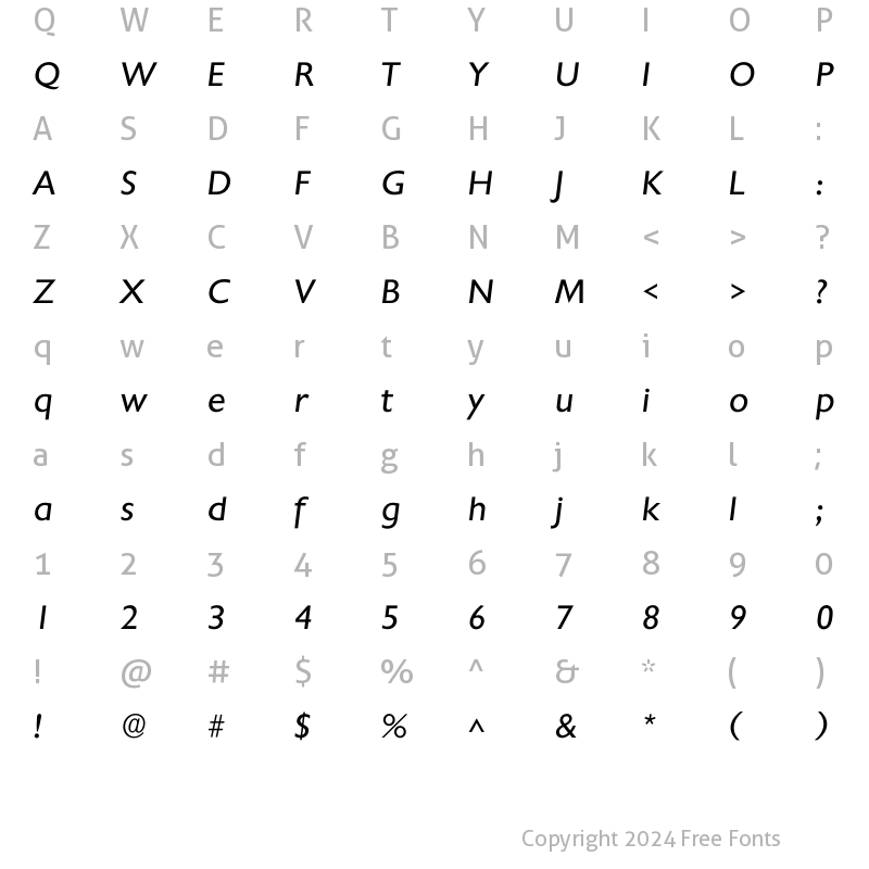 Character Map of Ichantilly Regular