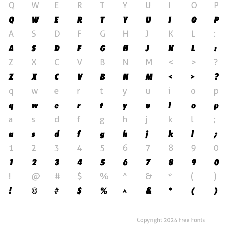 Character Map of Iclimerick Heavy Regular