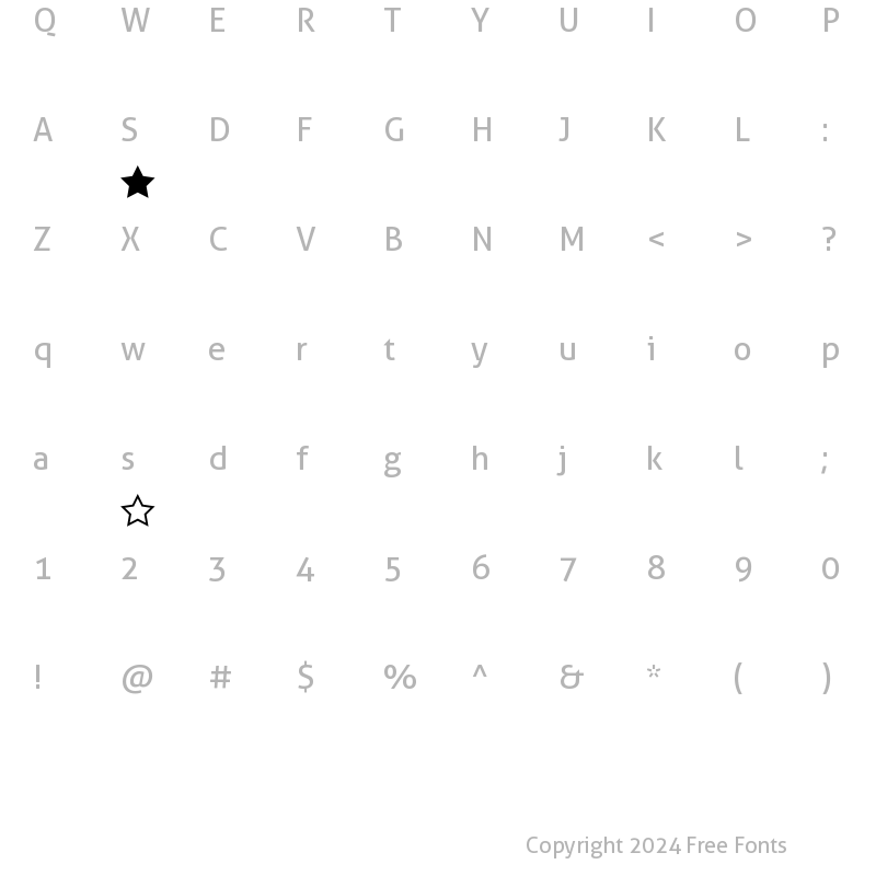 Character Map of icomoon Regular