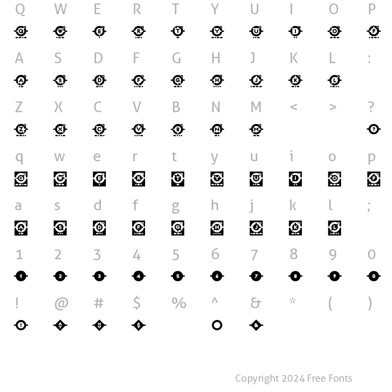 Character Map of Identification 01 Regular