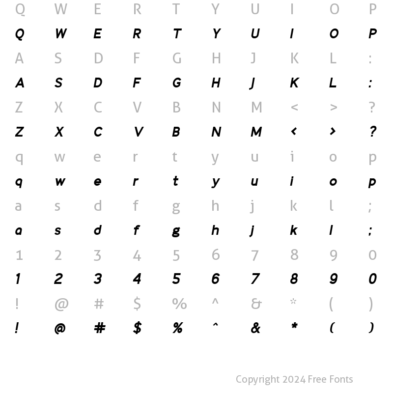 Character Map of IdentikalSans BoldItalic