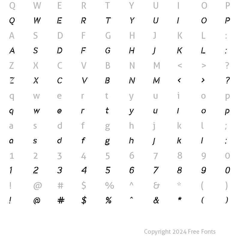 Character Map of IdentikalSans StencilItalic