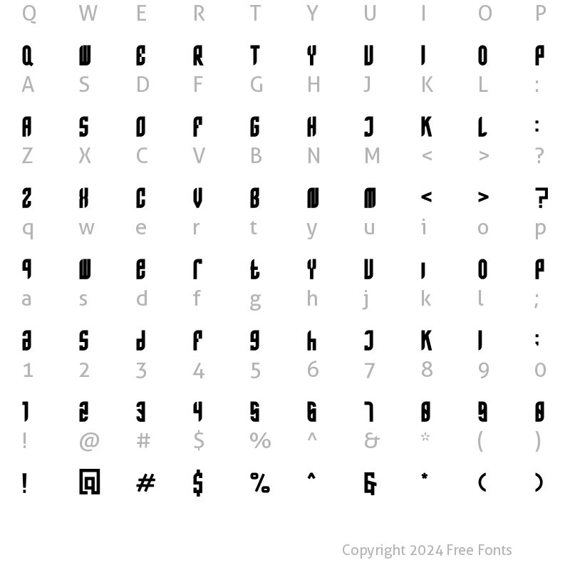 Character Map of IDHA PROJECT Regular