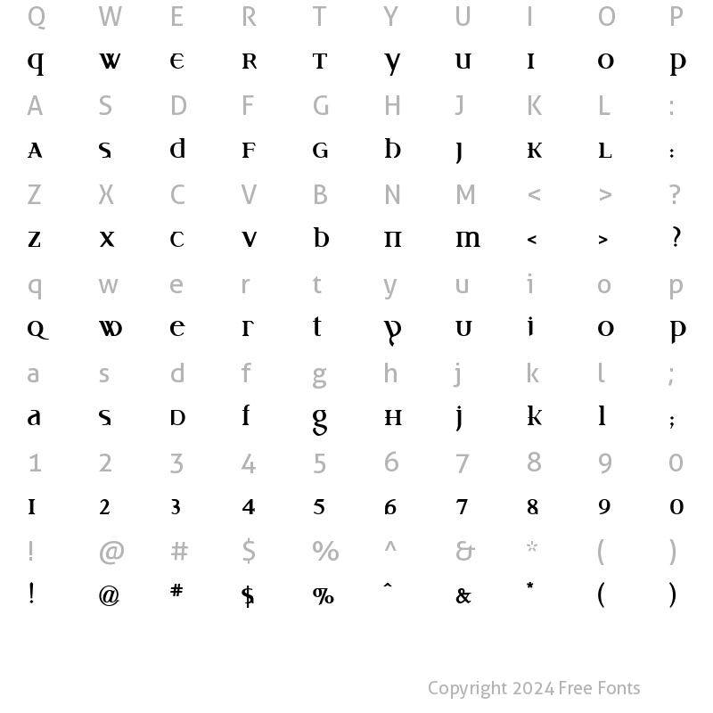 Character Map of Idiosynoptium2.0 B Regular