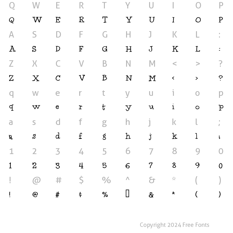 Character Map of Idolwild Regular