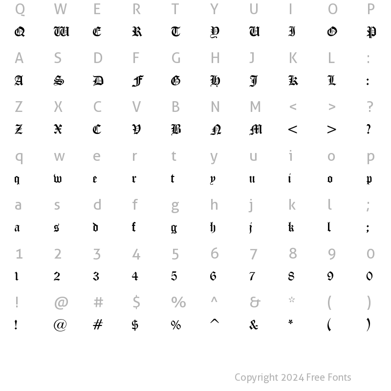 Character Map of Iglesia-Light Regular