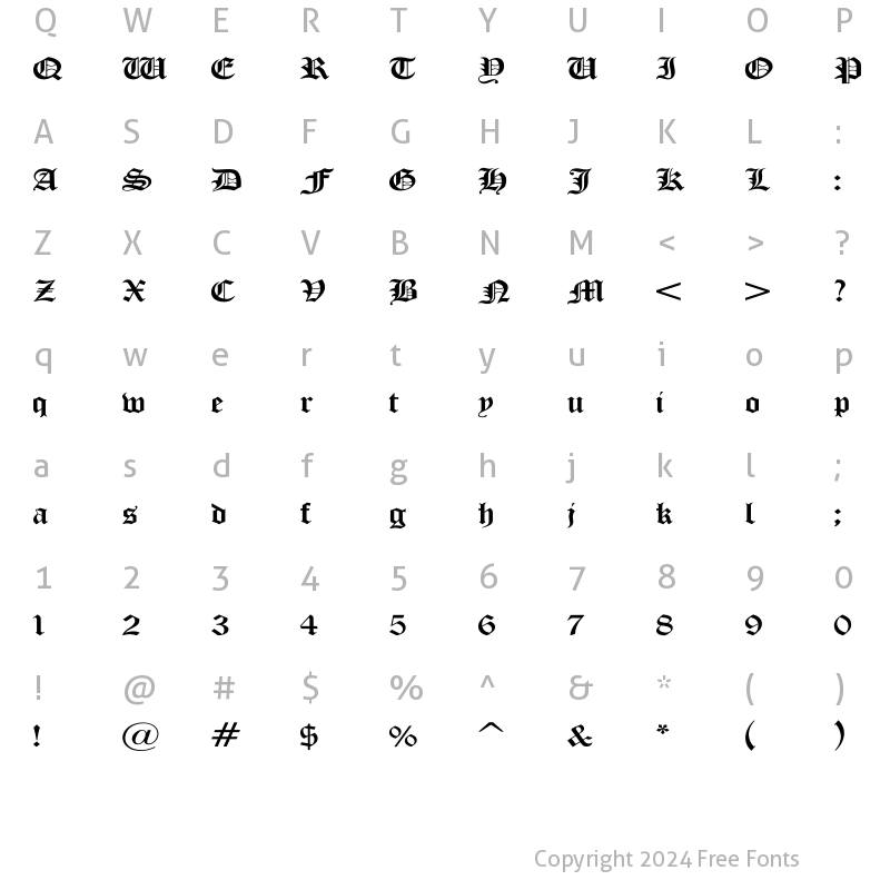 Character Map of Iglesia-Light Wd Regular