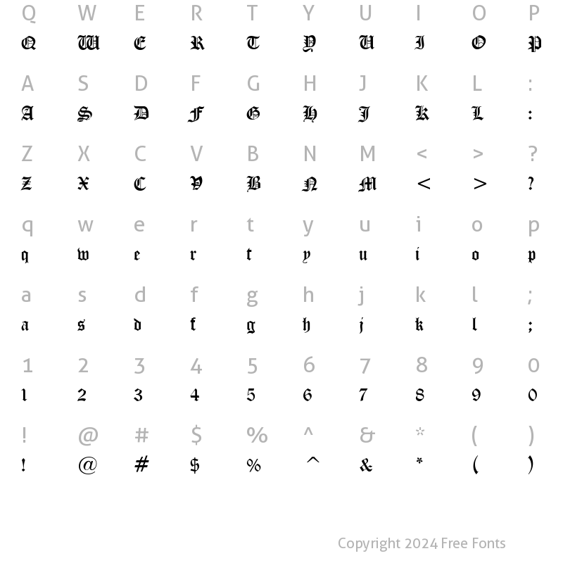 Character Map of Iglesia Regular