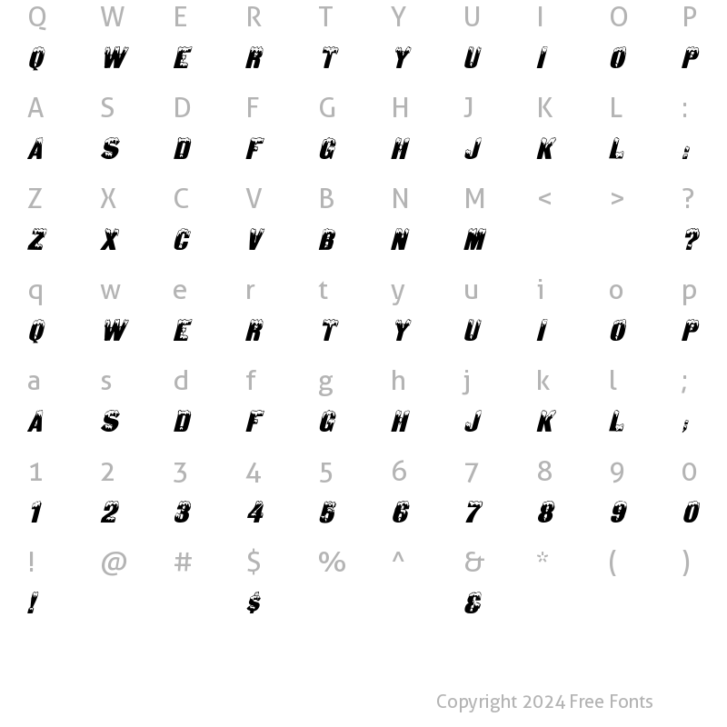 Character Map of IglooCaps Italic Italic