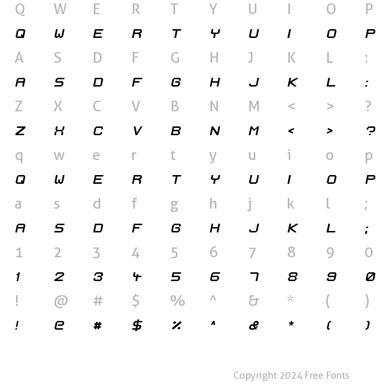 Character Map of Ignis et Glacies Extra Sharp BoldItalic