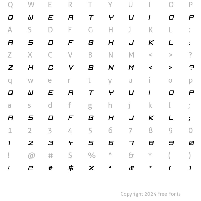 Character Map of Ignis et Glacies Sharp BoldItalic