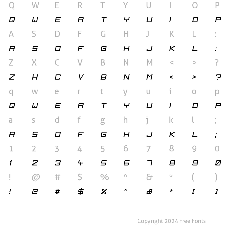 Character Map of Ignis et Glacies Sharp Italic