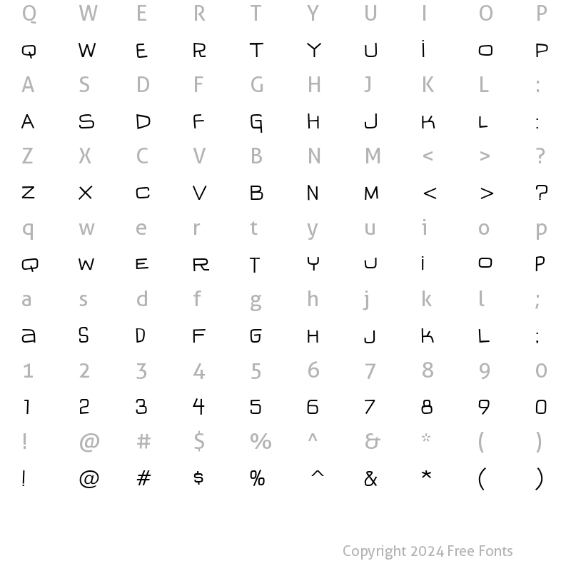 Character Map of IguanaLover BTN Regular