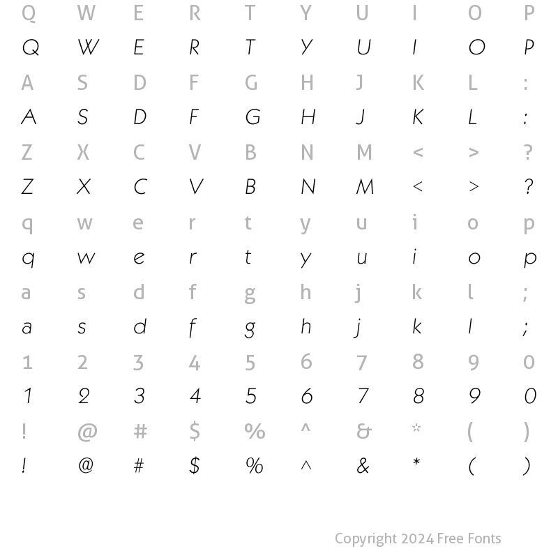 Character Map of Ikabel Xlight Regular