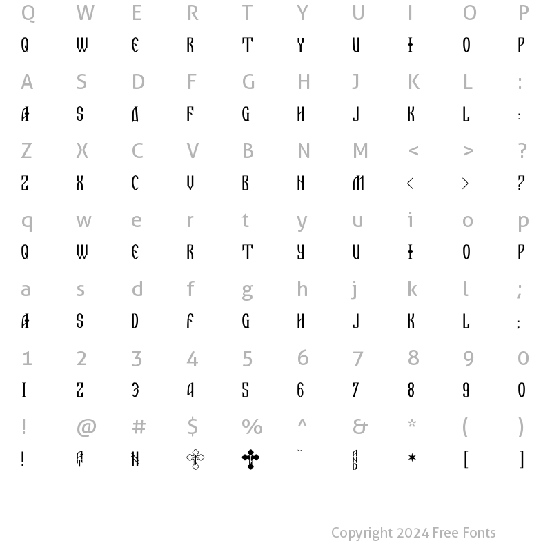 Character Map of IkonWrite Normal