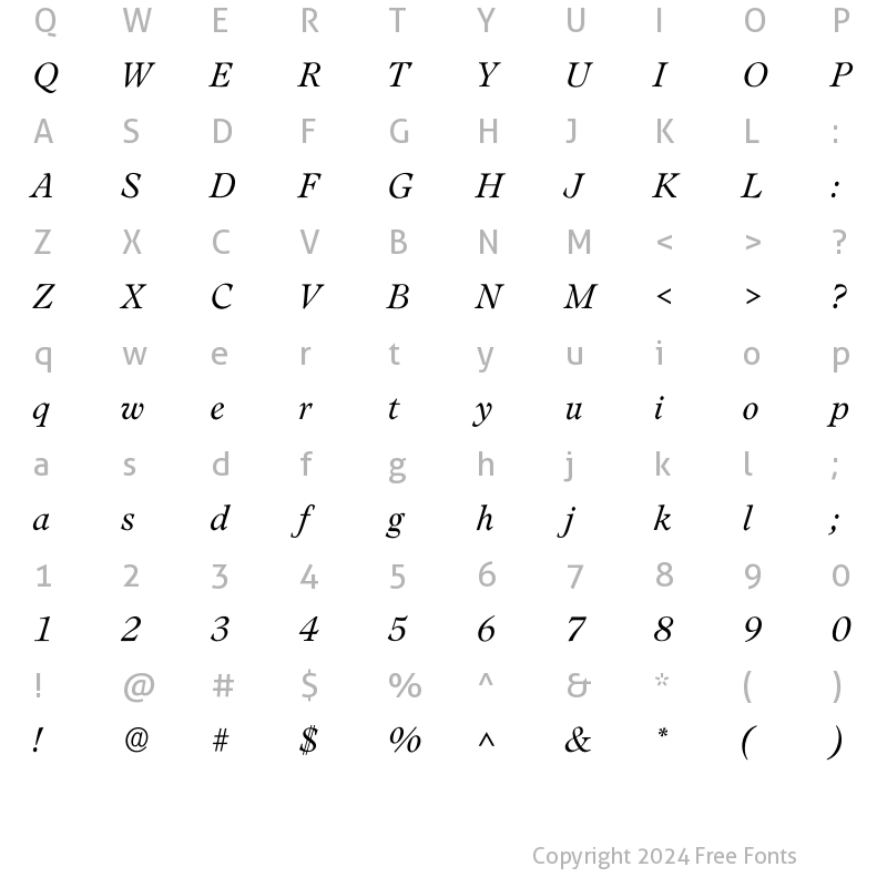 Character Map of Ileamington Light Regular