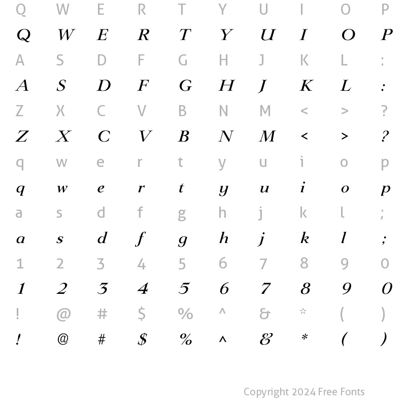 Character Map of Ilingwood Medium