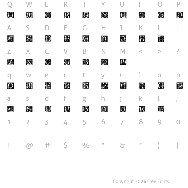 Character Map of IlluminatiOneDisplayCapsSSi Regular