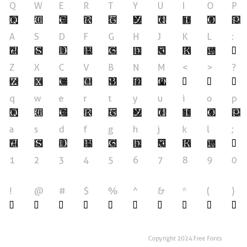 Character Map of IlluminatiOneDisplayCapsSSK Regular