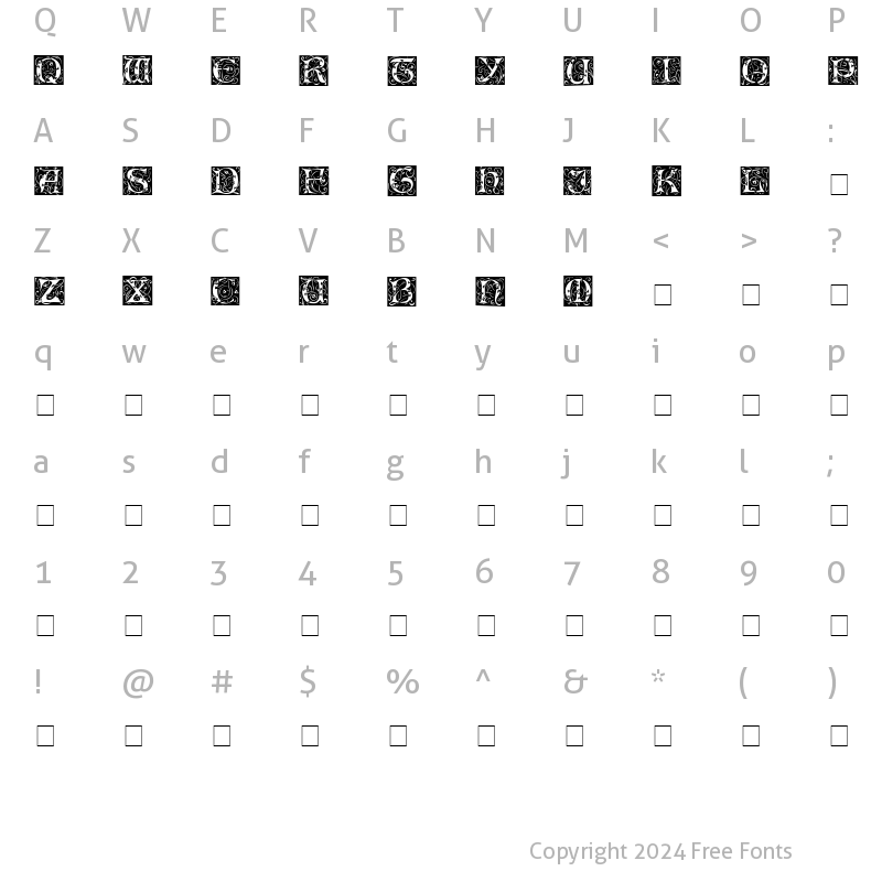 Character Map of IlluminatiOneSSiDisplayCaps Medium