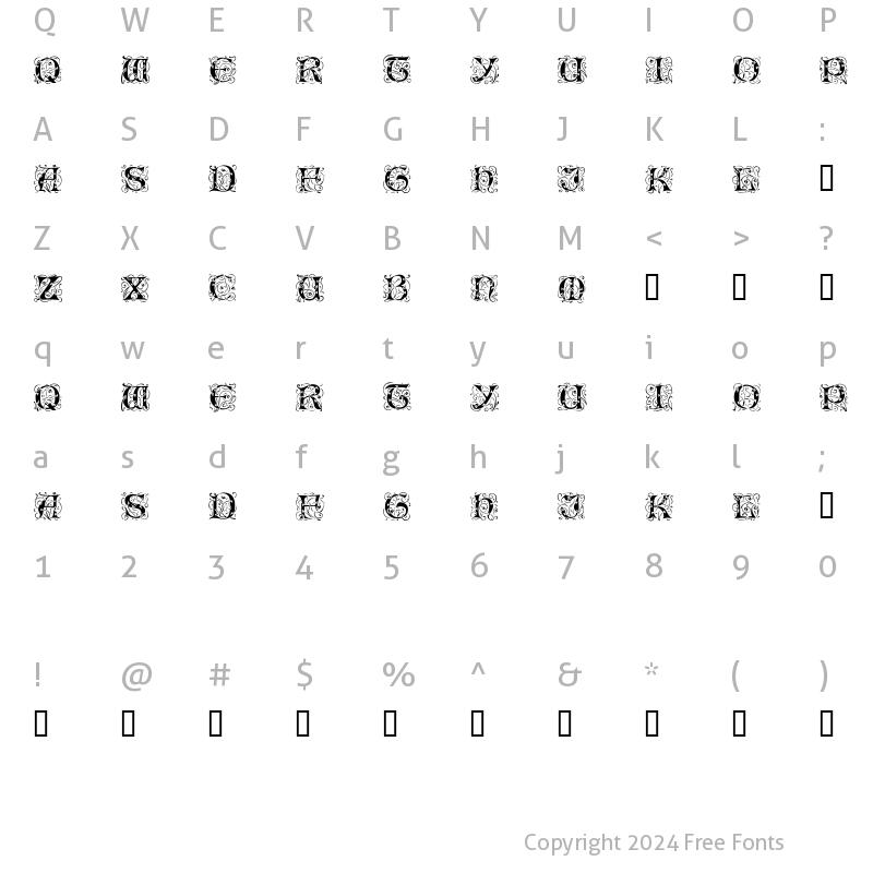 Character Map of IlluminatiTwoDisplayCapsSSK Regular