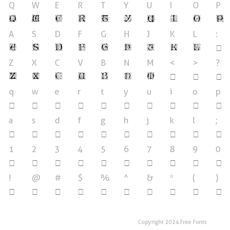 Character Map of IlluminatiTwoSSiDisplayCaps Medium